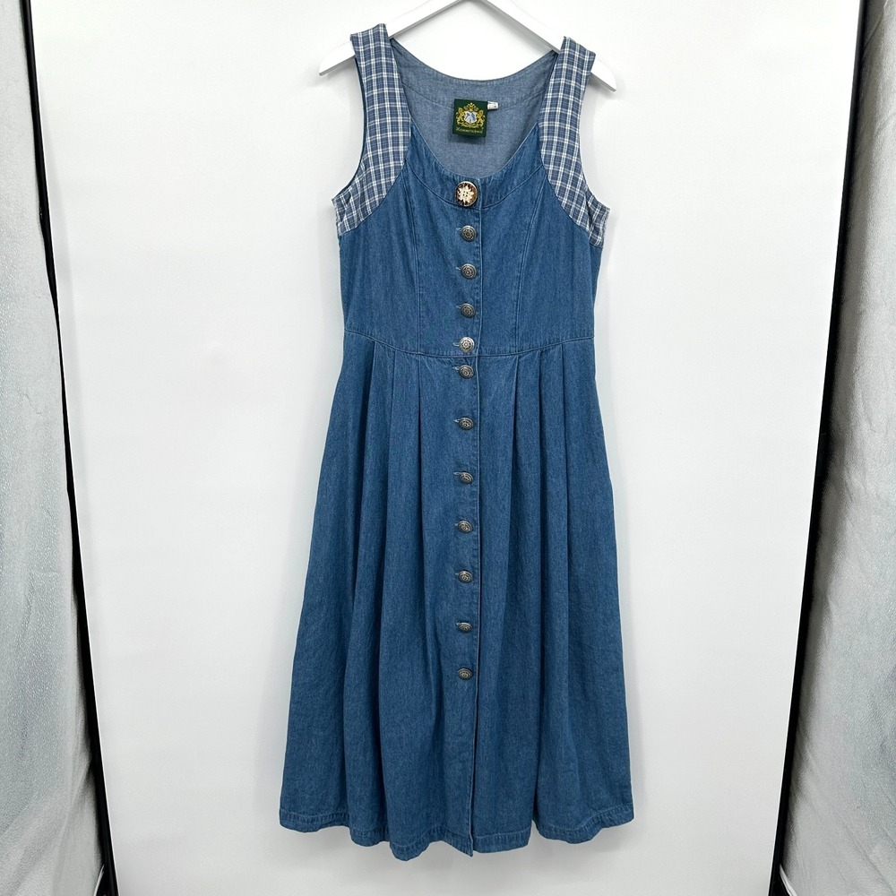 Vintage Hammerschmid‎ Denim Dress Size D 40 USA S M Prairie Folkcore Heritage